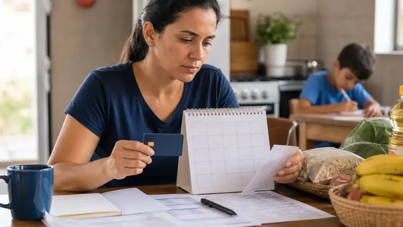 Mãe organiza calendário, cartão de benefício e compras de mercado para acompanhar o pagamento do Bolsa Família de julho de 2026.